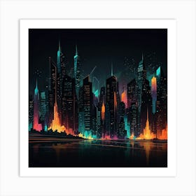 Cityscape At Night 9 Art Print