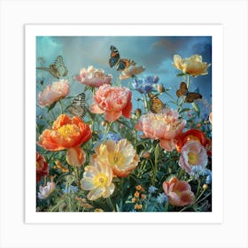 The Butterfly Garden 22 Botanical  Art Print Art Print