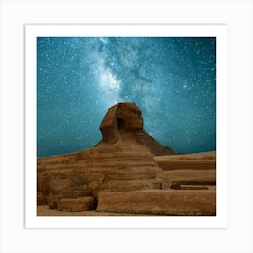 Giza Pyramids And Milky Way Art Print