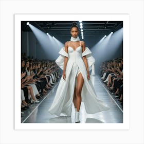 White Dress On Runway Art Print