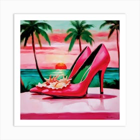 Pink Shoes At Sunset Art Print