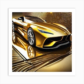Gold Sports Car 18 Art Print
