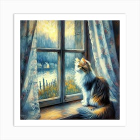 Cat By The Window Art Print