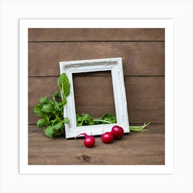 White Frame With Radishes Art Print