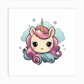 Unicorn Kawaii 7 Art Print