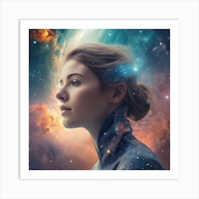 Girl In Space Art Print