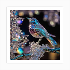 Glass Bird on a Branch Art Print