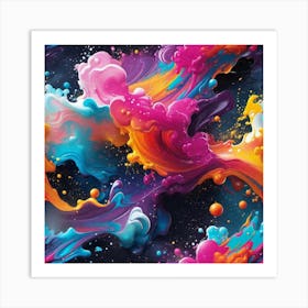Colorful Paint Splashes Art Print