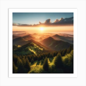 Sunrise In The Mountains Art Print