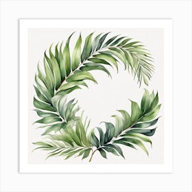 Green waves of palm leaf 6 Art Print