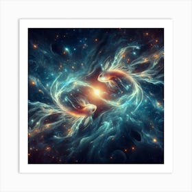 Koi Fish In Space 2 Art Print