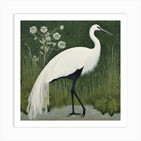 Ohara Koson Inspired Bird Painting Crane 2 Square Art Print