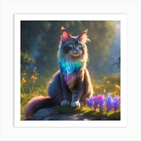 Adorable Sunrise Cat Art Print