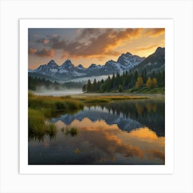 Sunrise In The Grand Teton Mountains Art Print