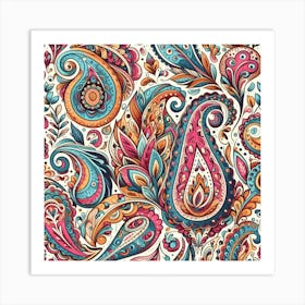 Colorful paisley pattern Art Print