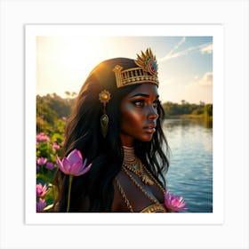 Flux Schnell A Regal Female Figure Adorned With Opulent Golden 2 Art Print