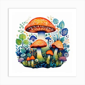 Mushrooms In The Forest 108 Art Print