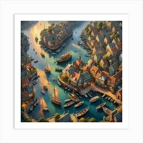 Boat In The Harbor Art Print