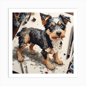 Baby Dog Pixel Art Art Print