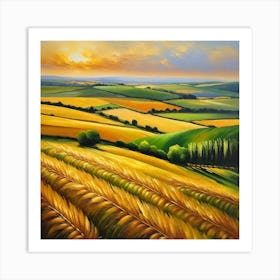 Sunset Wheat Field 1 Art Print