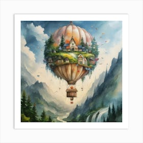 watercolor of a off white hot air balloon 4 Art Print