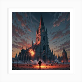 Figure Outside A Church Art Print