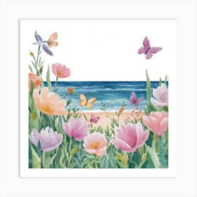 Flowers On The Beach 1 Art Print