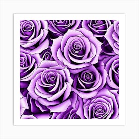 Purple Roses Seamless Pattern 1 Art Print