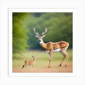 Deer And Fawn Art Print