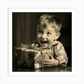 Boy With A Present Art Print