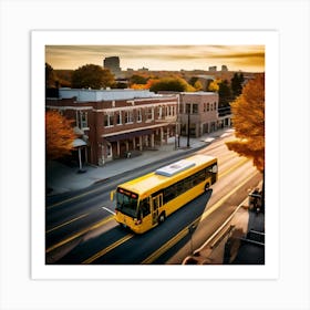 Transit Tracking School Journey Bus Stop Drone Route Dropped Community Day Small Wheel N (5) Art Print