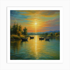 Sunset On the Lake Art Print