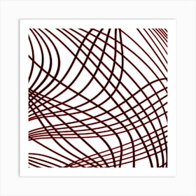 Abstract Red Wavy Lines 1 Art Print