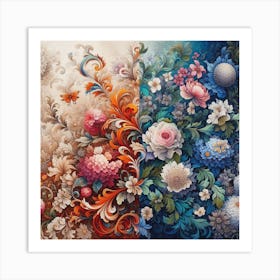 Two Floral Paintings Art Print