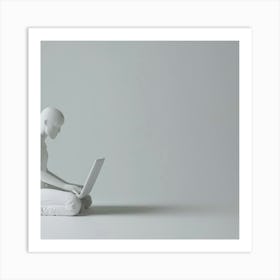 Portrait Of A Man Using A Laptop Art Print