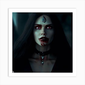 Woman With Blood On Her Face Art Print