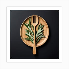 Moke Up Spoon Fork Knife Utensil Dining Bamboo Ecofriendly Branding Reusable Sustainable (3) Art Print