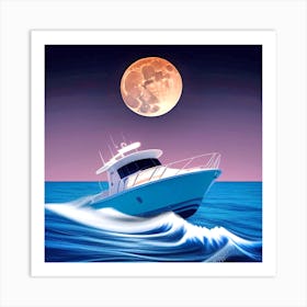 Boat At Night 1 Art Print