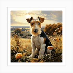 Wire Hair Fox Terrier In Autumn Countryside 1 Art Print