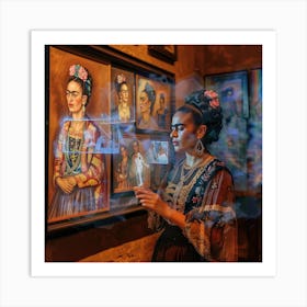 Frida's Virtual Gallery Series. Kahlo is Her Own Virtual Curator. 1 Art Print