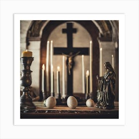 Easter Eggs In The Church Art Print