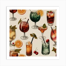 Default Vintage Cocktails For Different Seasons Aesthetic 0 Art Print