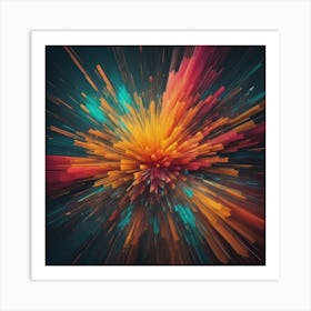 An Abstract Color Explosion 1, that bursts with vibrant hues and creates an uplifting atmosphere. Generated with AI,Art style_Landscape,CFG Scale_3,Step Scale_50. Art Print