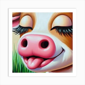 Cow In The Grass Art Print