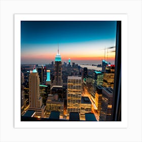 New York City At Dusk Art Print