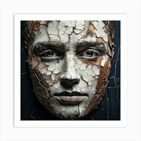 Firefly Face, Cracks, Spots, Chips, Textured, Weathered, Aged, Worn, Detailed, Intricate, Expressive (9) Art Print