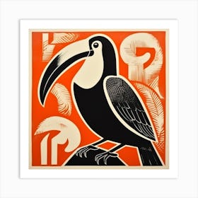 Retro Bird Lithograph Toucan 1 Art Print