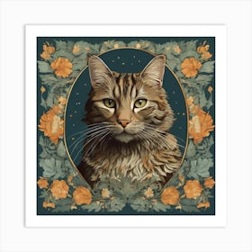 william morris inspired tabby cat 1 Art Print