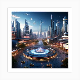 Futuristic City art print Art Print