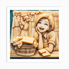 Girl In A Basket Art Print